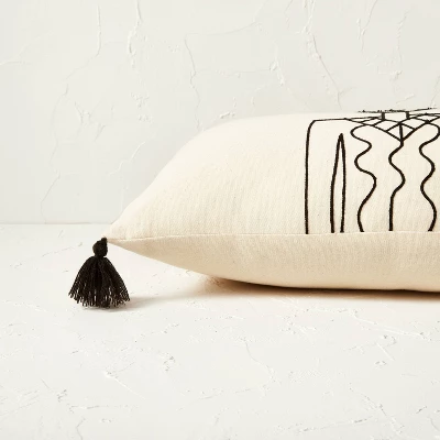 Oversized Oblong Embroidered Decorative Throw Pillow Natural/Black - Opalhouse™ Designed With Jungalow™ - Image 2