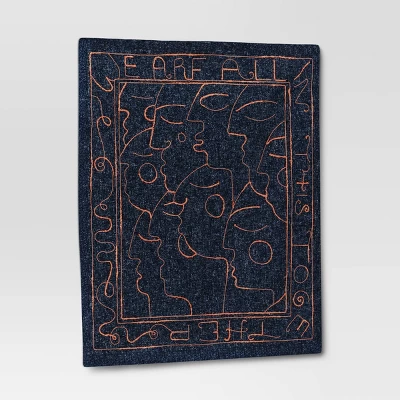 30" X 36" We Are All In This Together Cotton Embroidered Woven Polyester/Cotton Slub Wall Art Blue - Opalhouse⢠- Image 2