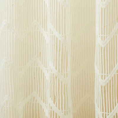 1pc 50"x84" Sheer Zig Zag Macrame Curtain Panel Cream - Opalhouse™ Designed With Jungalow™ - Image 3