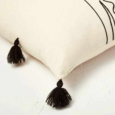Oversized Oblong Embroidered Decorative Throw Pillow Natural/Black - Opalhouse™ Designed With Jungalow™ - Image 3
